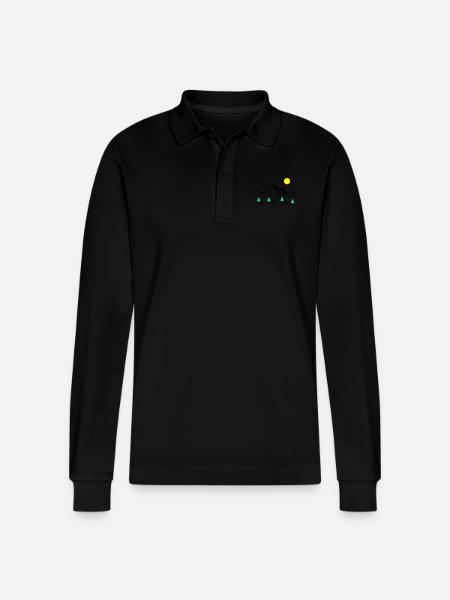 Mountains - Stanley/Stella Organic Unisex Long-Sleeved Polo Shirt Prepster - black