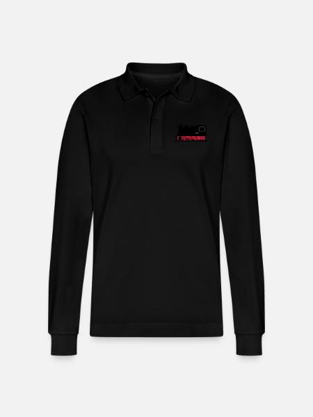 Dampflok - Stanley/Stella Unisex Bio-Langarm-Poloshirt Prepster - Schwarz