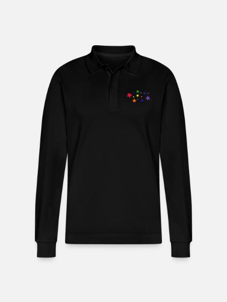 Stars and bubbles - Stanley/Stella Organic Unisex Long-Sleeved Polo Shirt Prepster - black
