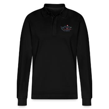 Schönen Muttertag - Stanley/Stella Unisex Bio-Langarm-Poloshirt Prepster - Schwarz - Vorne - Anna (173cm) & Nico (186cm)