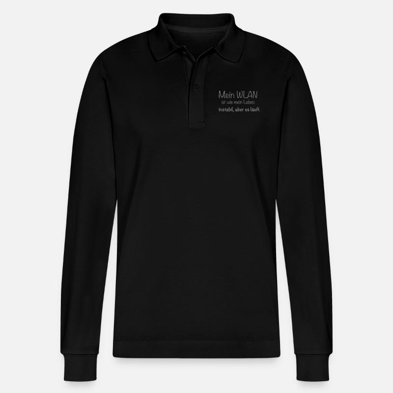 Wlan - Stanley/Stella Unisex Bio-Langarm-Poloshirt Prepster - Schwarz
