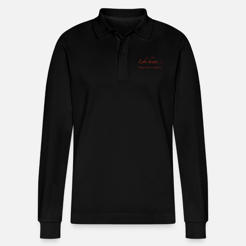 lebe heute - Stanley/Stella Unisex Bio-Langarm-Poloshirt Prepster - Schwarz