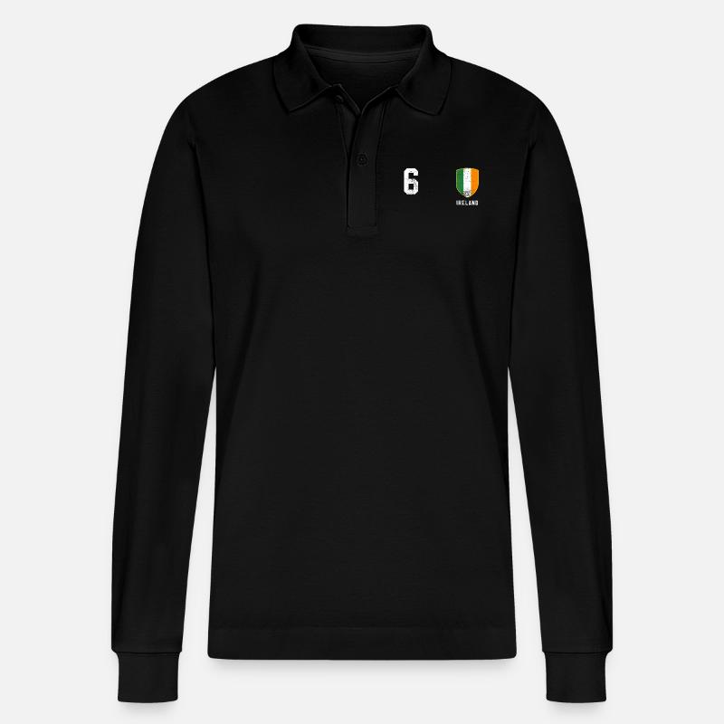 Irland - Stanley/Stella Unisex Bio-Langarm-Poloshirt Prepster - Schwarz