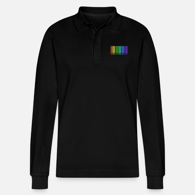 Barcode Regenbogen - Stanley/Stella Unisex Bio-Langarm-Poloshirt Prepster - Schwarz