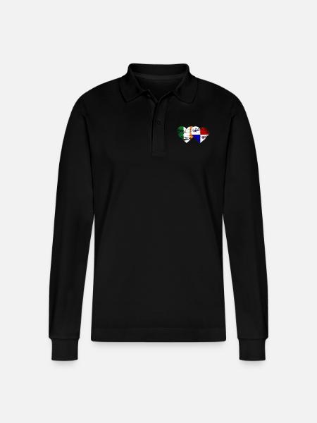 Ireland Panama flag used - Stanley/Stella Organic Unisex Long-Sleeved Polo Shirt Prepster - black