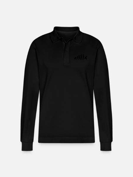 evolution_herren_hockey_2c - Stanley/Stella Organic Unisex Long-Sleeved Polo Shirt Prepster - black