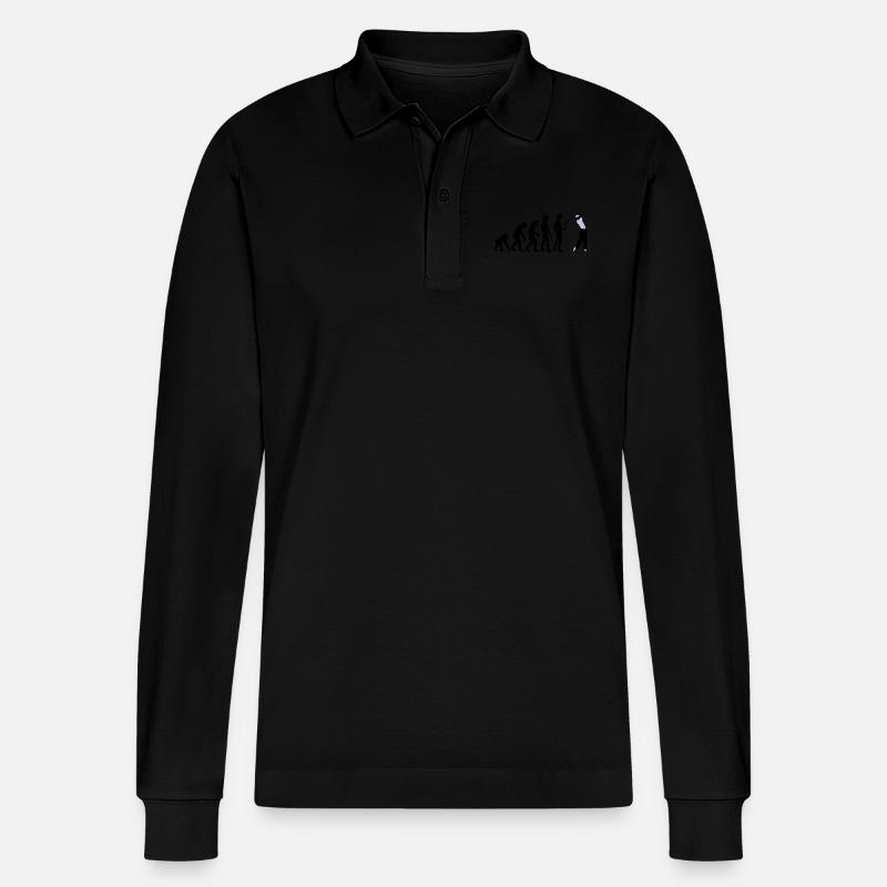evolution_golf_b_2c - Stanley/Stella Organic Unisex Long-Sleeved Polo Shirt Prepster - black