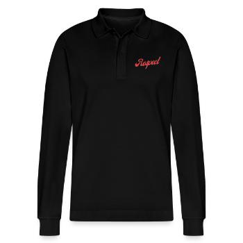Respect - Stanley/Stella Organic Unisex Long-Sleeved Polo Shirt Prepster - black - Front - Anna (173cm) & Nico (186cm)