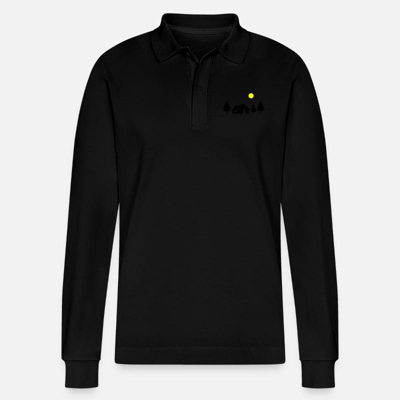 hütte im wald - Stanley/Stella Unisex Bio-Langarm-Poloshirt Prepster - Schwarz
