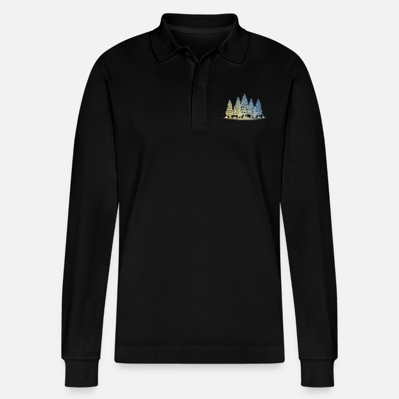 Wald Bäume - Stanley/Stella Unisex Bio-Langarm-Poloshirt Prepster - Schwarz