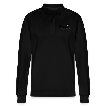 Ulm - Stanley/Stella Organic Unisex Long-Sleeved Polo Shirt Prepster - black - Front - Anna (173cm) & Nico (186cm)