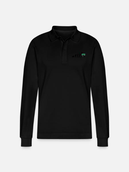 evolution_tischtennisspieler_112012_a_3c - Stanley/Stella Organic Unisex Long-Sleeved Polo Shirt Prepster - black