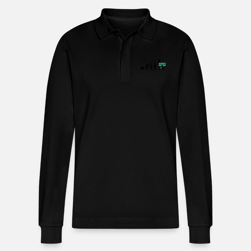 evolution_tischtennisspieler_112012_a_3c - Stanley/Stella Unisex Bio-Langarm-Poloshirt Prepster - Schwarz