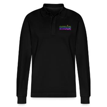 rubén rs regenbogen - Stanley/Stella Unisex Bio-Langarm-Poloshirt Prepster - Schwarz - Vorne - Anna (173cm) & Nico (186cm)