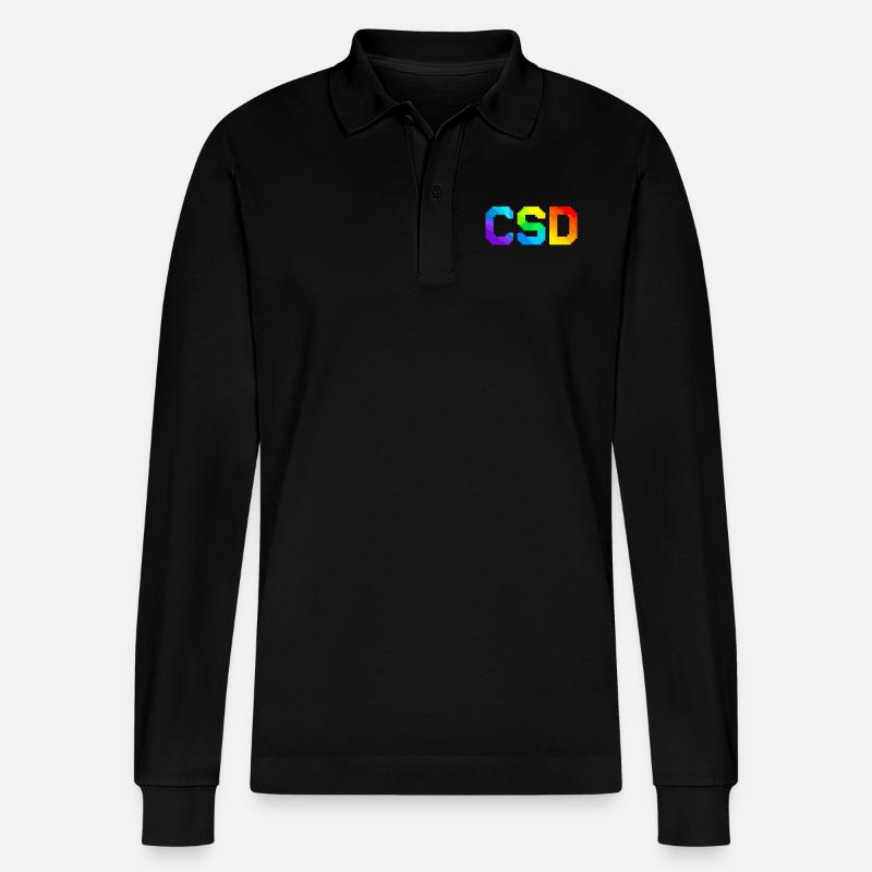 CSD - Pixel Pride Flag - Stanley/Stella Unisex Bio-Langarm-Poloshirt Prepster - Schwarz
