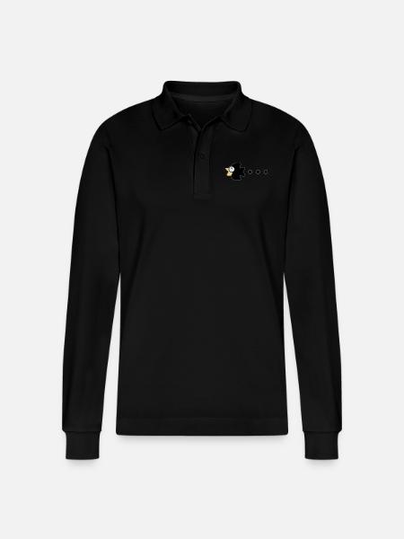 crow - Stanley/Stella Organic Unisex Long-Sleeved Polo Shirt Prepster - black