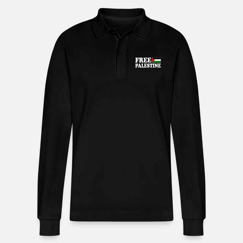 Free palestine - Stanley/Stella Unisex Bio-Langarm-Poloshirt Prepster - Schwarz
