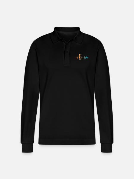 Gardener Heartbeat - Stanley/Stella Organic Unisex Long-Sleeved Polo Shirt Prepster - black