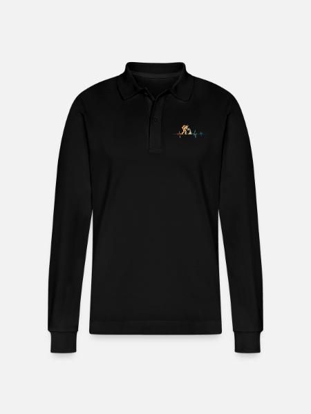 Retro Heartbeat Graffiti - Stanley/Stella Organic Unisex Long-Sleeved Polo Shirt Prepster - black