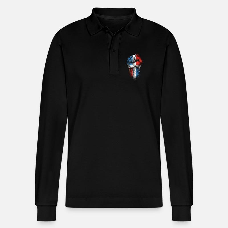 Dominikanisch - Stanley/Stella Unisex Bio-Langarm-Poloshirt Prepster - Schwarz