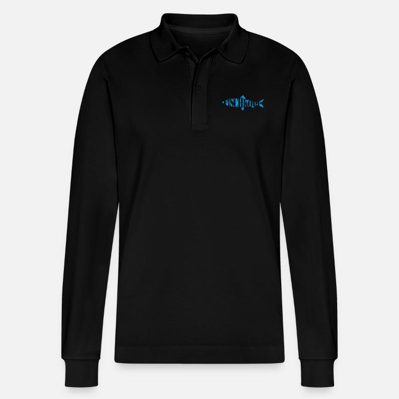 fischkopp - Stanley/Stella Unisex Bio-Langarm-Poloshirt Prepster - Schwarz