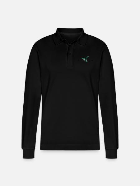 Paragliding Synchro Spiral - Stanley/Stella Organic Unisex Long-Sleeved Polo Shirt Prepster - black