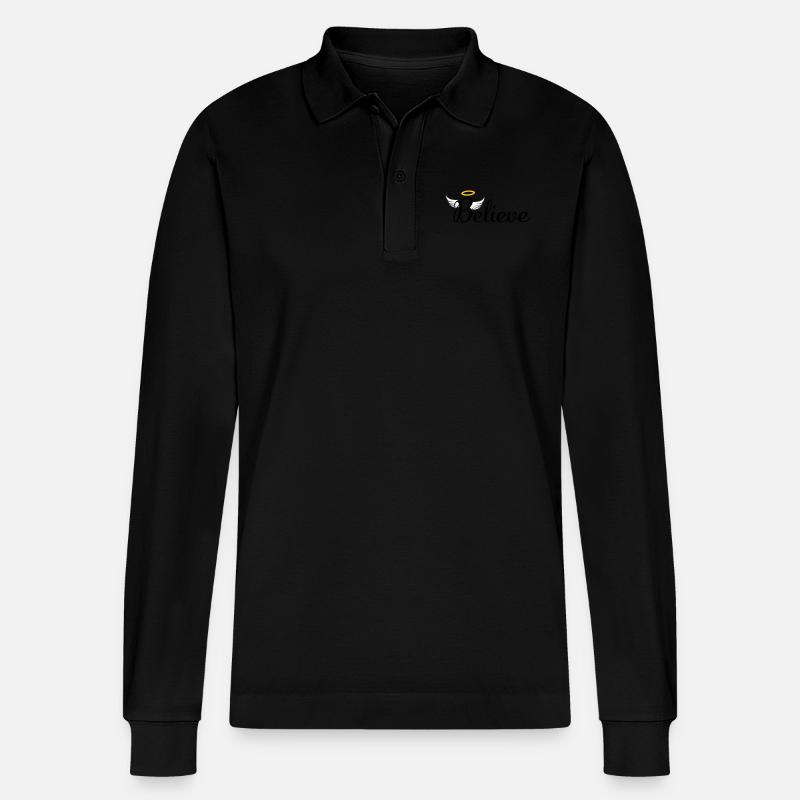 I believe in Angels - Stanley/Stella Unisex Bio-Langarm-Poloshirt Prepster - Schwarz