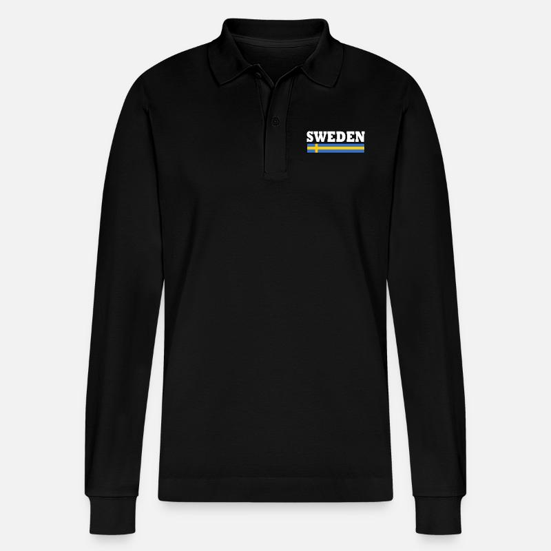 Schweden - Stanley/Stella Unisex Bio-Langarm-Poloshirt Prepster - Schwarz