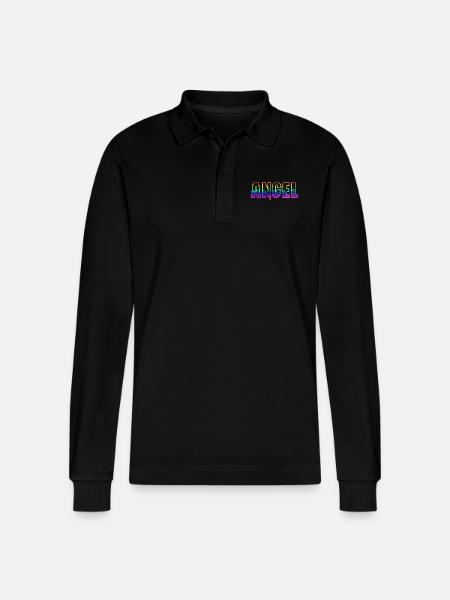 angel rs regenbogen - Stanley/Stella Unisex Bio-Langarm-Poloshirt Prepster - Schwarz