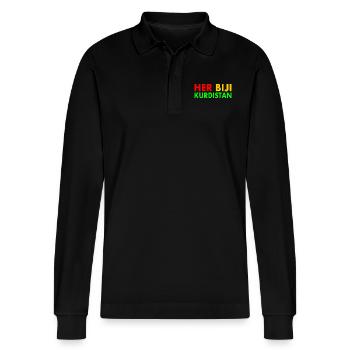 Her biji Kurdistan - Stanley/Stella Unisex Bio-Langarm-Poloshirt Prepster - Schwarz - Vorne - Anna (173cm) & Nico (186cm)