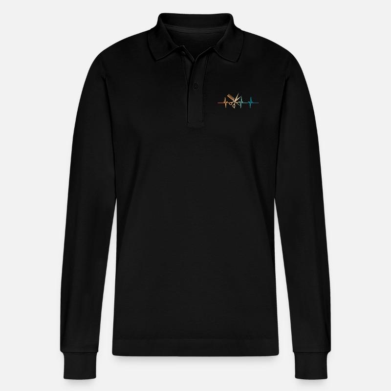 Friseur Herzschlag - Stanley/Stella Unisex Bio-Langarm-Poloshirt Prepster - Schwarz