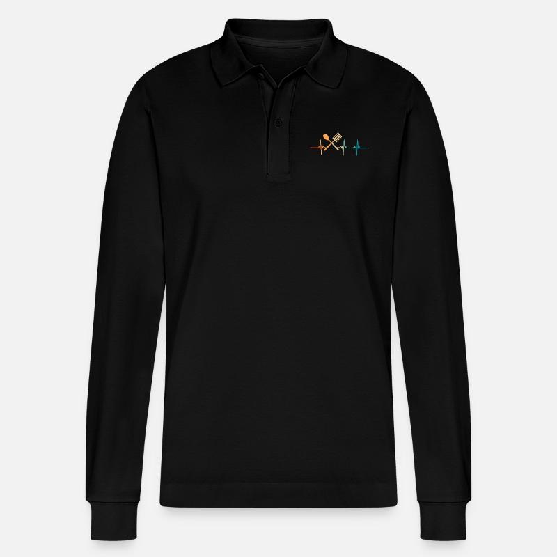 Herzschlag-Koch - Stanley/Stella Unisex Bio-Langarm-Poloshirt Prepster - Schwarz