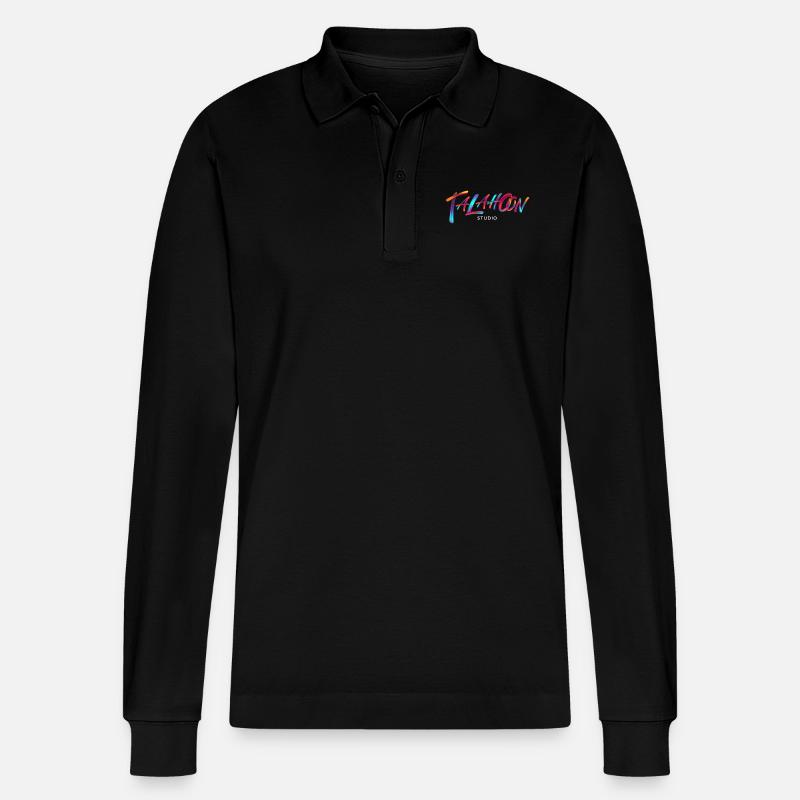 Talahoon Studios Rainbow Brushed - Stanley/Stella Organic Unisex Long-Sleeved Polo Shirt Prepster - black