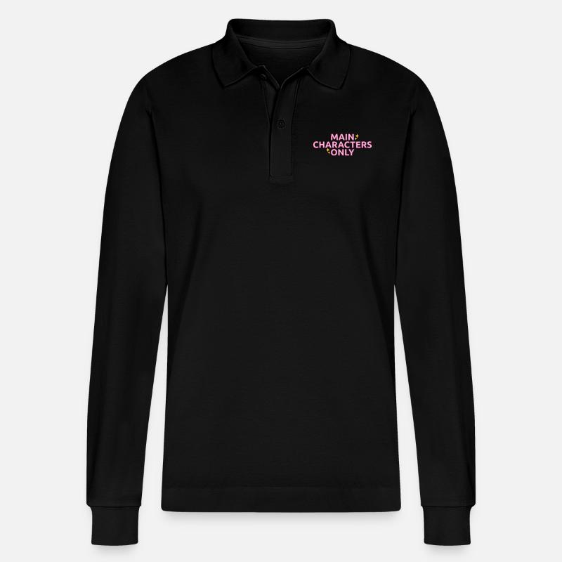 Statement-Design „Main Characters Only" - Stanley/Stella Unisex Bio-Langarm-Poloshirt Prepster - Schwarz
