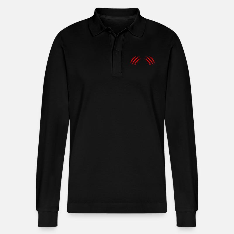 Claws 2 - Stanley/Stella Organic Unisex Long-Sleeved Polo Shirt Prepster - black