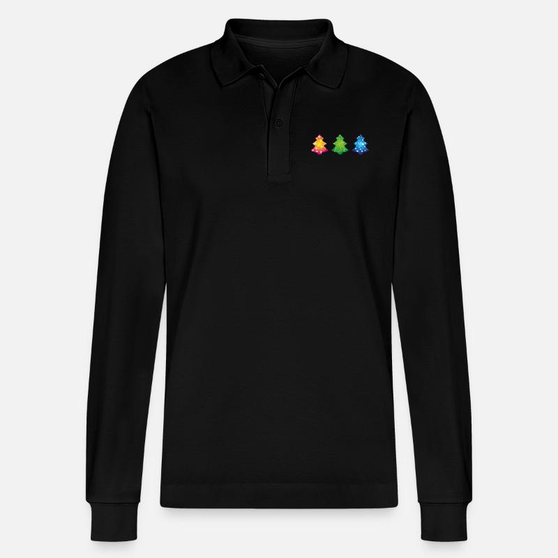 Weihnachtsbäume - Stanley/Stella Unisex Bio-Langarm-Poloshirt Prepster - Schwarz