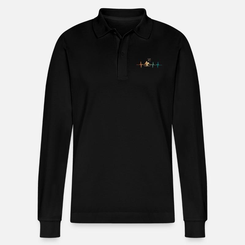 Heartbeat-Programmierer - Stanley/Stella Unisex Bio-Langarm-Poloshirt Prepster - Schwarz