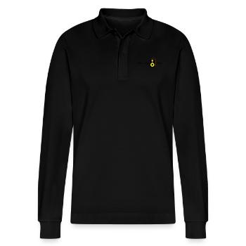 heart beat Herzschlag Monitor Lautsprecher - Stanley/Stella Unisex Bio-Langarm-Poloshirt Prepster - Schwarz - Vorne - Anna (173cm) & Nico (186cm)