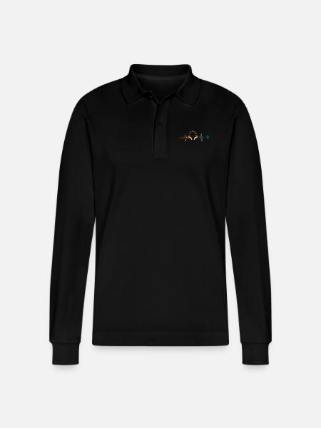 Retro-Herzschlag-Mondphasen - Stanley/Stella Unisex Bio-Langarm-Poloshirt Prepster - Schwarz