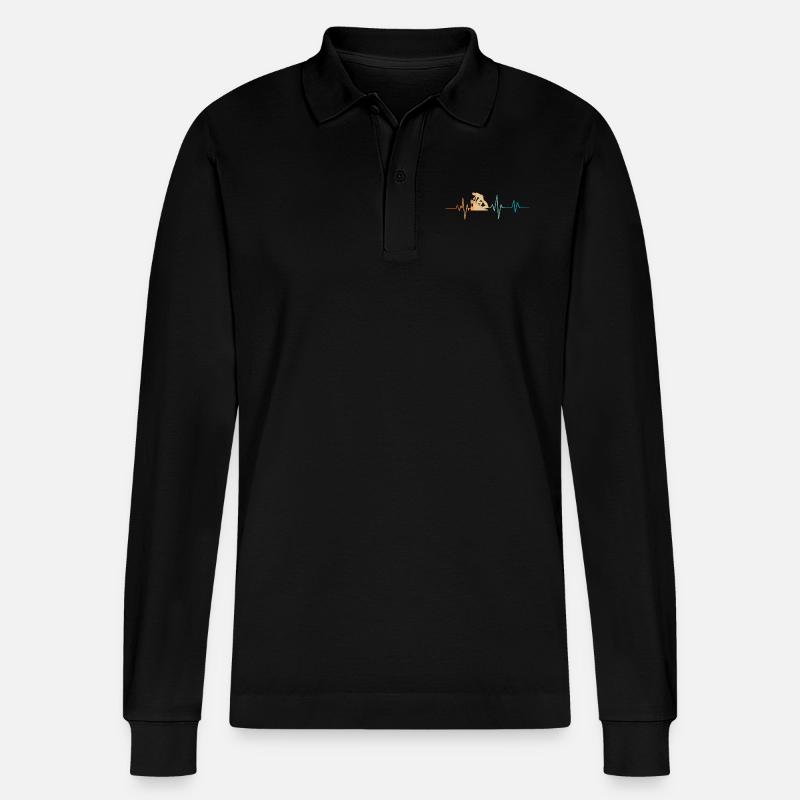 Heartbeat Retro Dachdecker - Stanley/Stella Unisex Bio-Langarm-Poloshirt Prepster - Schwarz