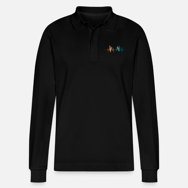 Kaktus Herzschlag - Geschenkidee - Stanley/Stella Unisex Bio-Langarm-Poloshirt Prepster - Schwarz