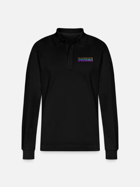 damian rs rainbow - Stanley/Stella Organic Unisex Long-Sleeved Polo Shirt Prepster - black