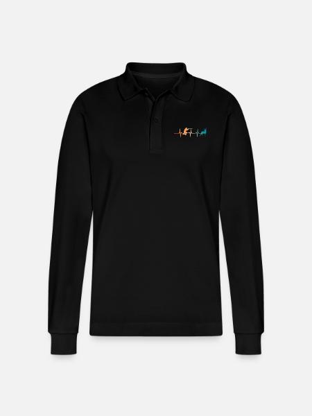 Jägers Herzschlag - Stanley/Stella Unisex Bio-Langarm-Poloshirt Prepster - Schwarz