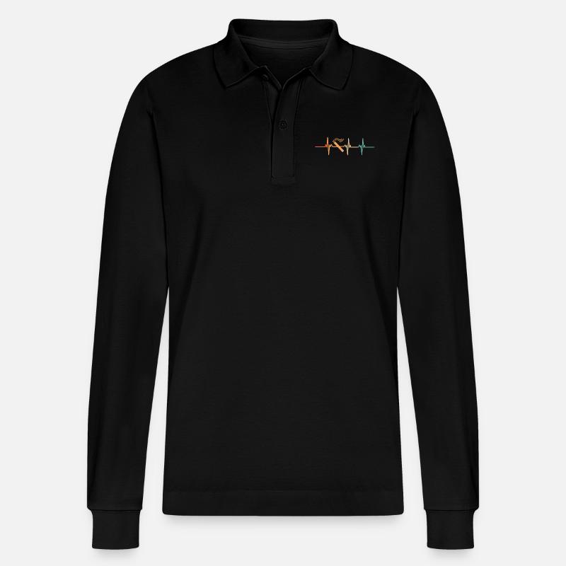 Herzschlag Zigarette - Stanley/Stella Unisex Bio-Langarm-Poloshirt Prepster - Schwarz