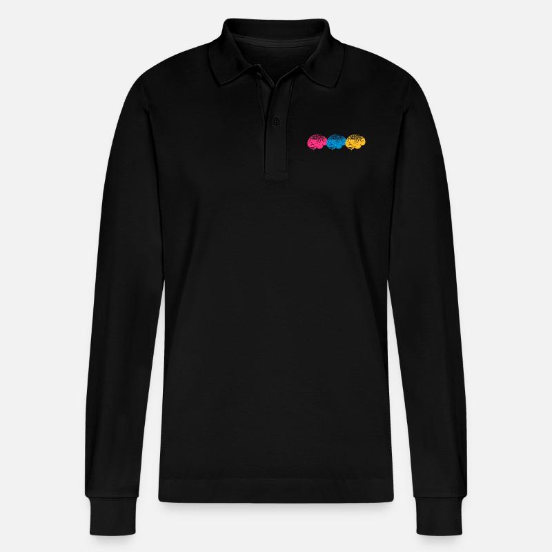 Brains - Stanley/Stella Organic Unisex Long-Sleeved Polo Shirt Prepster - black