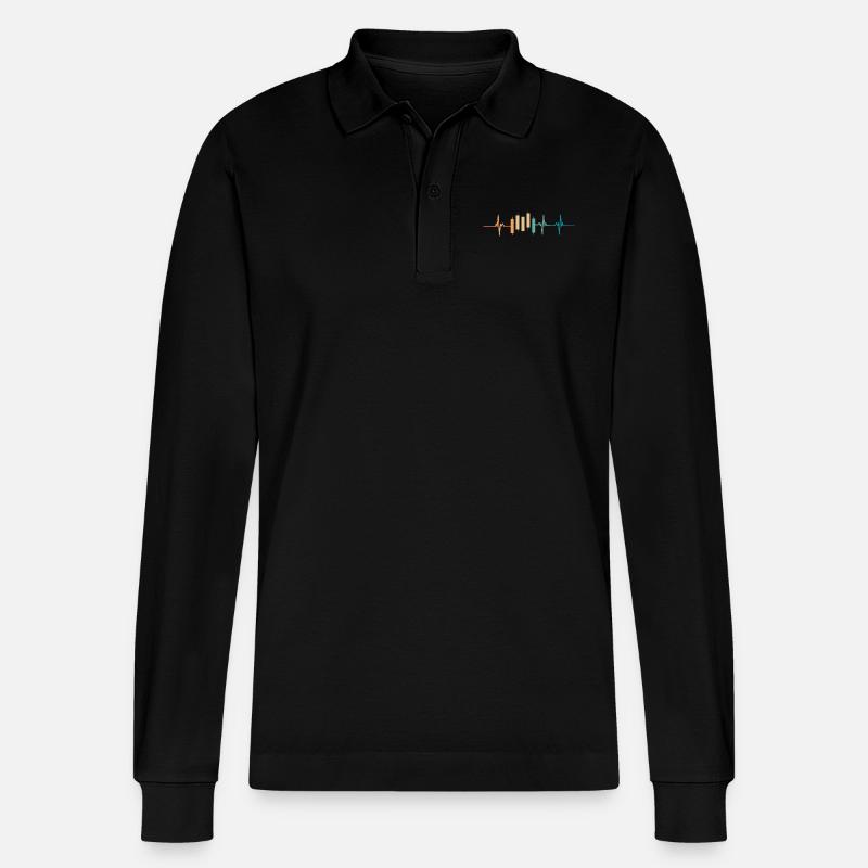 Trading-Herzschlag - Stanley/Stella Unisex Bio-Langarm-Poloshirt Prepster - Schwarz