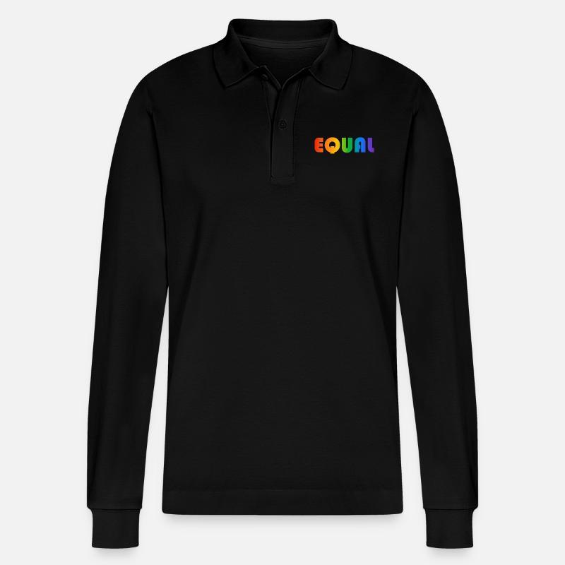 GLEICHER REGENBOGENTEXT - Stanley/Stella Unisex Bio-Langarm-Poloshirt Prepster - Schwarz