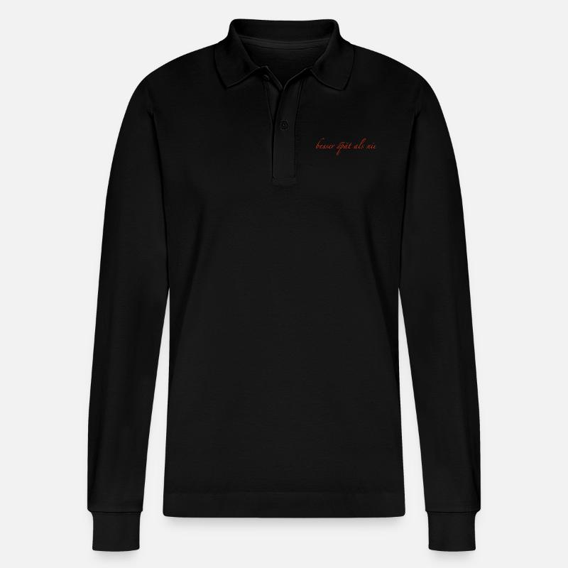 besser spät als nie - Stanley/Stella Unisex Bio-Langarm-Poloshirt Prepster - Schwarz