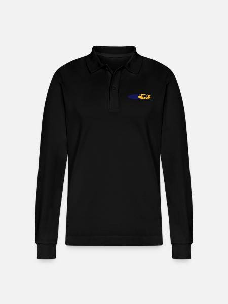 Surfboard Wave Palm Tree - Stanley/Stella Organic Unisex Long-Sleeved Polo Shirt Prepster - black