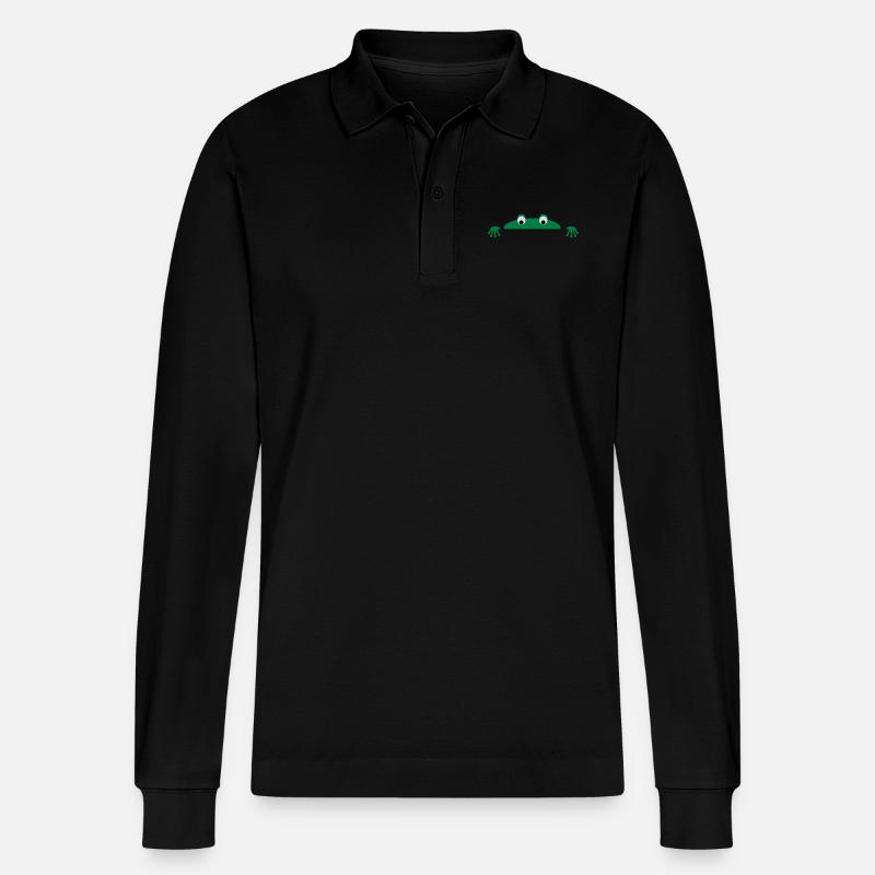 Frog face - Stanley/Stella Organic Unisex Long-Sleeved Polo Shirt Prepster - black